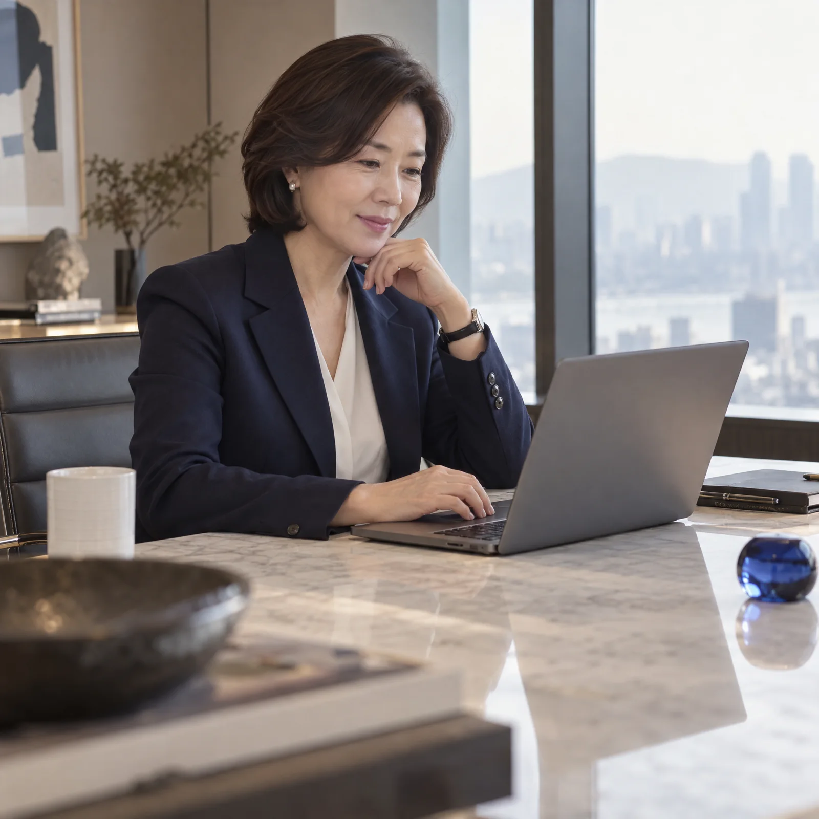 AI 권고안을 검토하는 임원